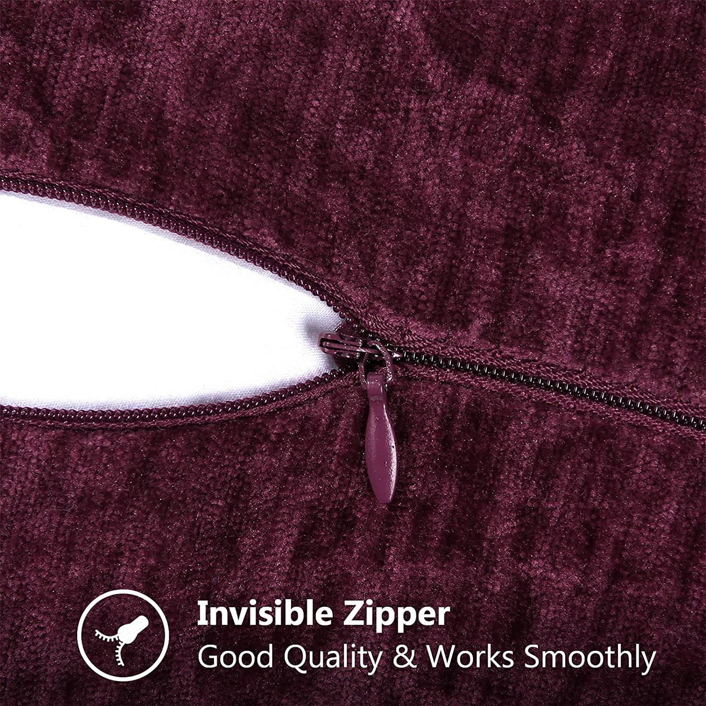 decorUhome Chenille Soft Throw Pillow Covers 26x26 Set of 2, Farmhouse Velvet Neutral Decorative Euro Pillow Covers with Stitched Edge for Couch Sofa Bed Home Decor, Rhododendron