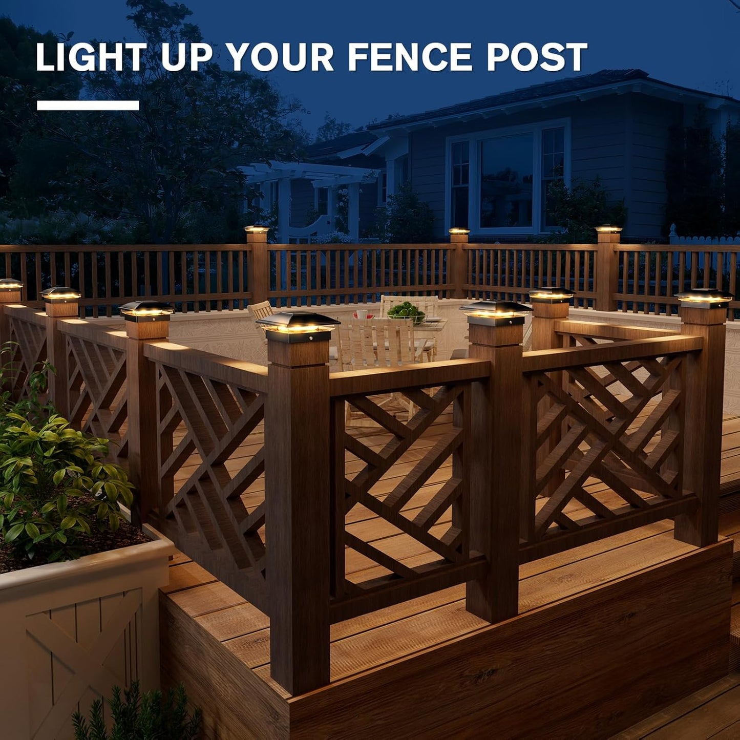 VOLISUN Solar Post Cap Light Outdoor Waterproof 4pack,Solar Fence - Post Lights for 4x4 5x5 6x6 Wooden/Vinyl Post,Black Deck Post Cap Light Solar Powered with Warm White for Garden/Patio/Porch
