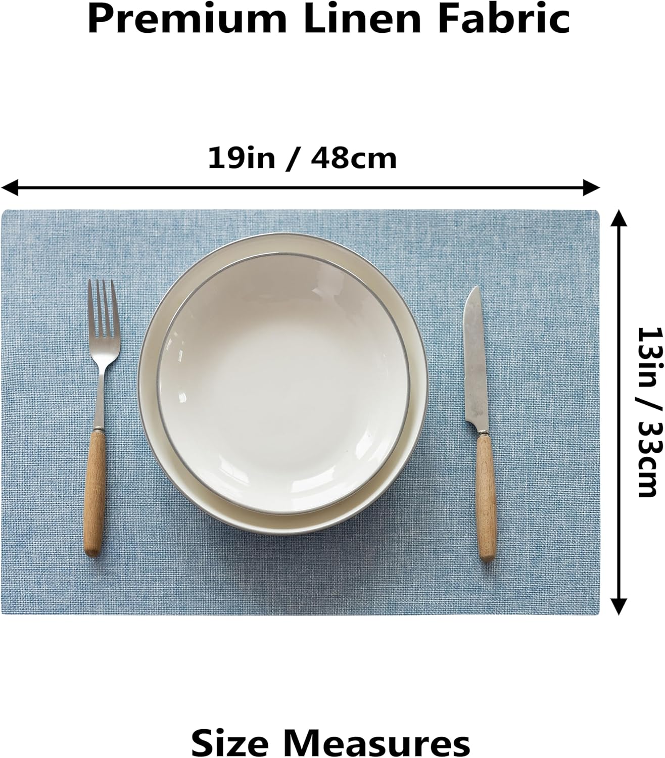 Demetex Blue Placemats Set of 4 Heat Resistant Place Mats Linen Cloth Placemat Dining Table Mats for Kitchen Plate Tables, Blue