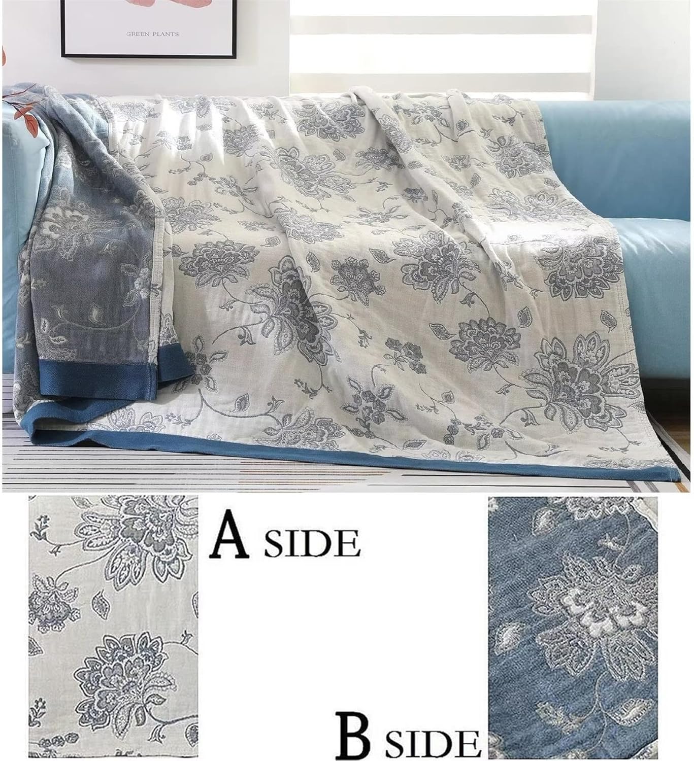 MSGKV Throw Blanket 100% Cotton Blankets Stitch Blanket,Versatile Knit Woven Super Soft Warm & Decorative Blankets for Chair Bed Sofa Couch and Bedroom Living Room,60''Wx 80''L