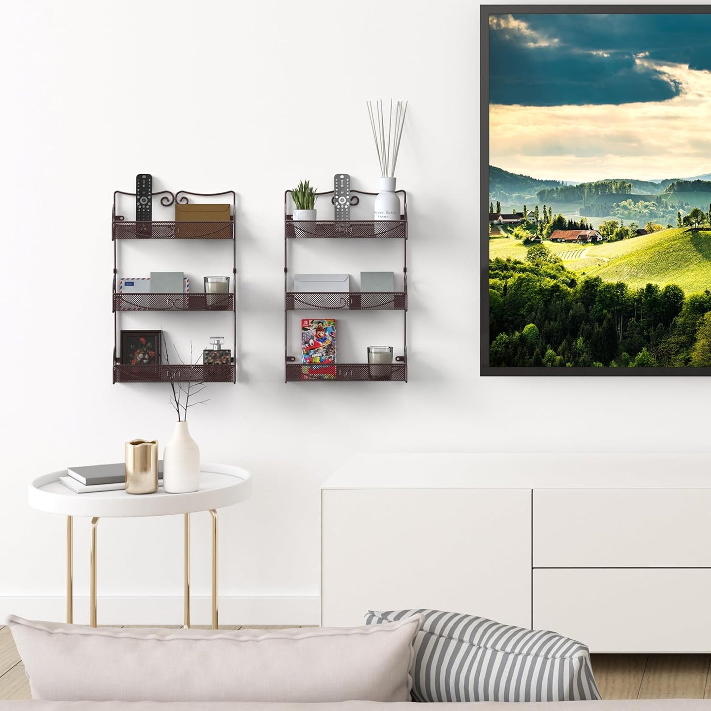 Deco Brothers 3 Tier Wall Mounted Spice Rack, 2 Pack, Bronze