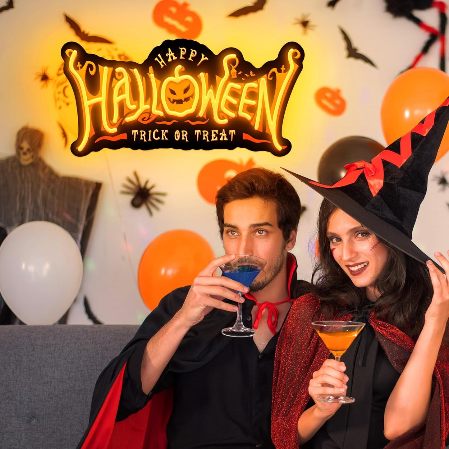 SELICOR Happy Halloween Neon Signs for Wall Decor,Halloween Pumpkin Neon Light Sign,USB Powered Light Up Acrylic LED Sign With Hooks for Bedroom,Kids Room,Living Room,Bar,Party,Halloween Decor