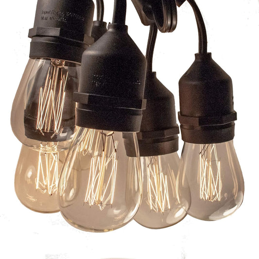 Hometown Evolution, Inc. 50 Foot E26 Commercial Edison Bulb String Lights with 25 Suspended Sockets and S14 Lantern Edison 11 Watt Bulbs