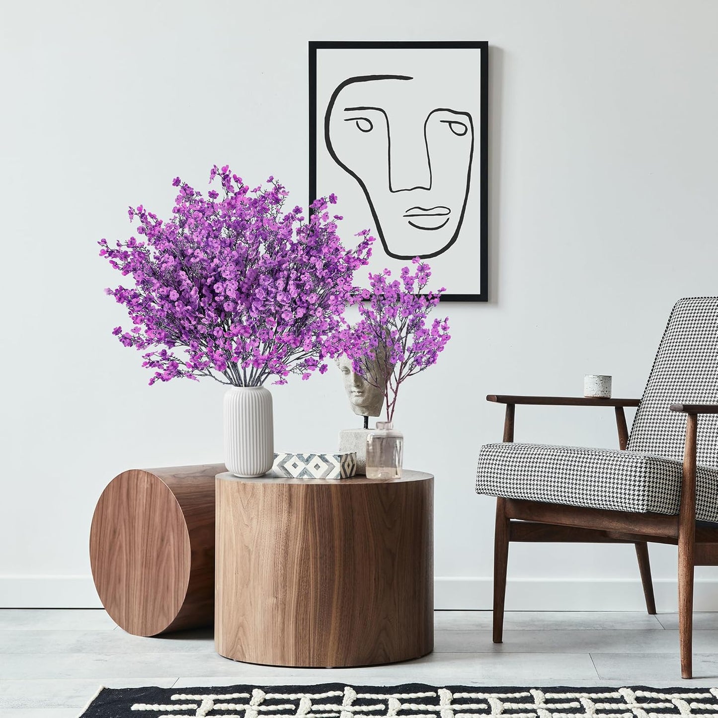 Sggvecsy 15 Pcs Babys Breath Artificial Flowers Gypsophila Bouquets Bulk Real Touch Fake Silk Flowers for Home Wedding DIY Floral Arrangement Kitchen Table Centerpiece Festival Decoration (Purple)