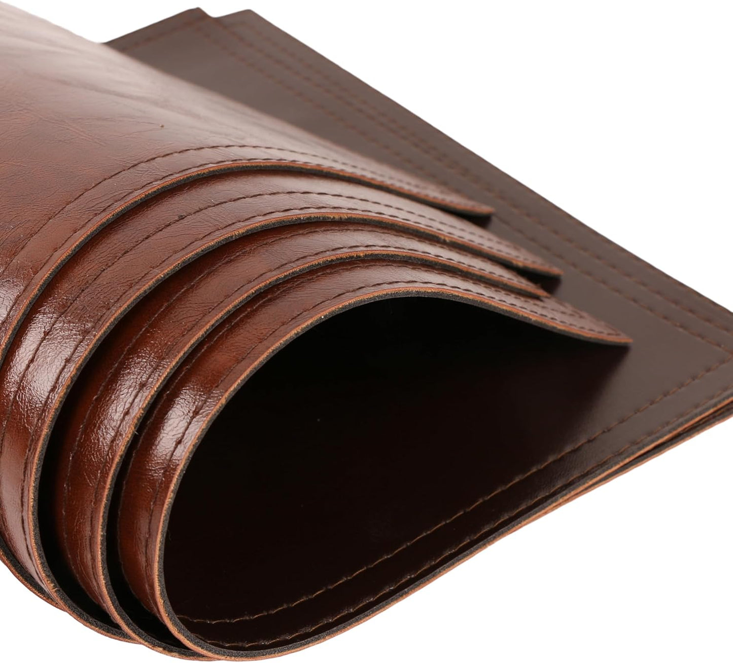 Jovono Waterproof PU Placemats, Faux Leather Dining Table Mat, Set of 8, Easy to Wipe Off Scrub Vinyl Mat, Heat & Stain Resistant for Office Conference Table, Home Décor Brown