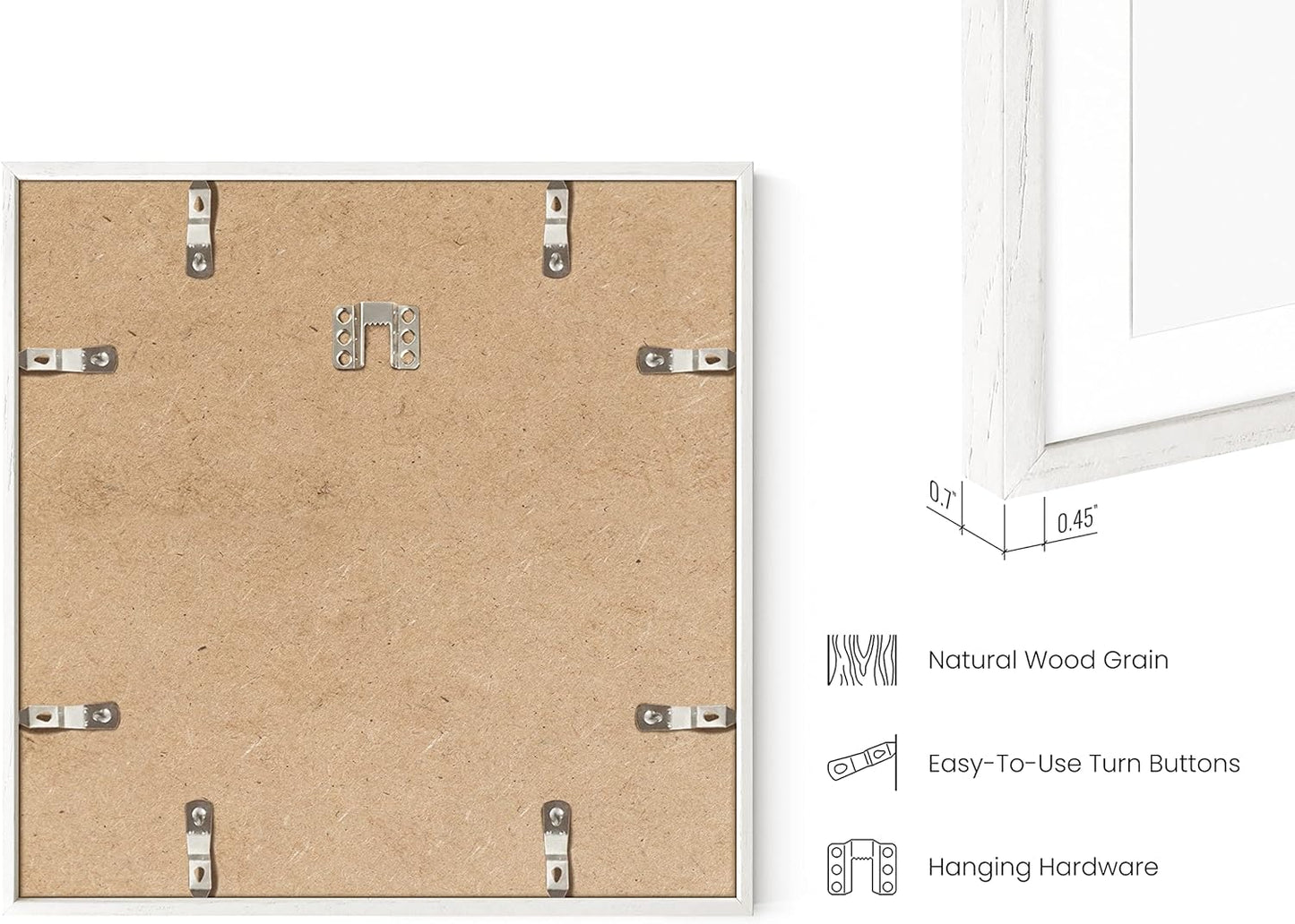 HAUS AND HUES White Square Frames Set of 6-12x12