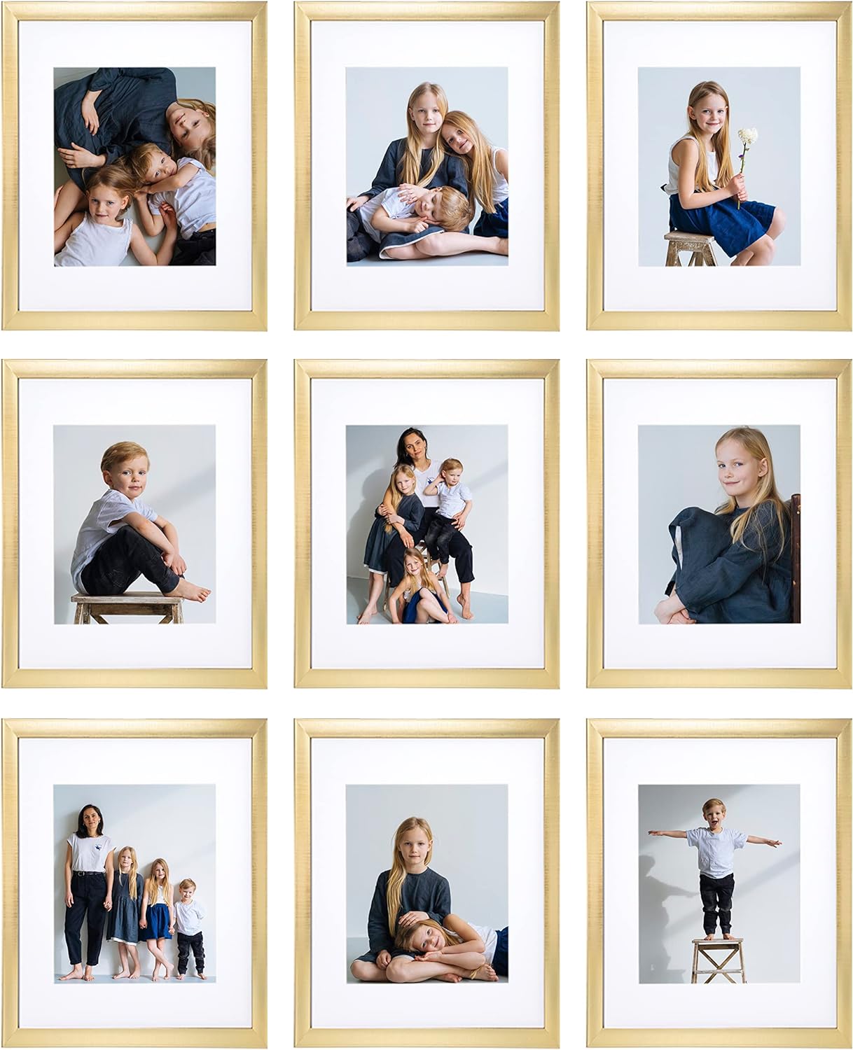 Sheffield Home 9 Piece Gallery Wall Frame Set, 11x14 Inch, Gold