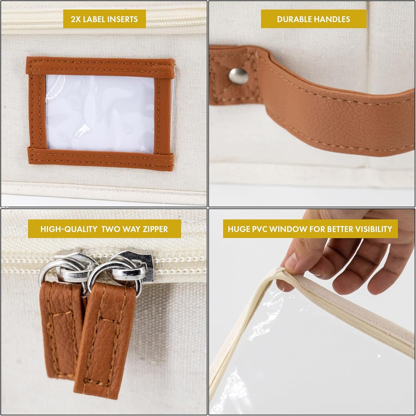 HOMELUX THEORY 2pc Under Bed Storage Containers, Bedroom Under the Bed Drawer Storage Organizer with Bins and Lids, Medium Underbed Clothes Storage Box Ideal for Blanket, Fabric, & Shoes (Ivory)