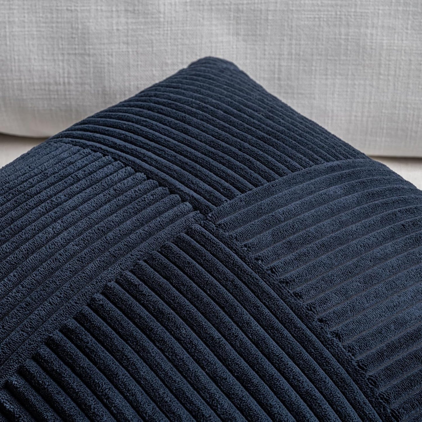 Fancy Homi 2 Packs Navy Blue Decorative Throw Pillow Covers 20x20 Inch for Living Room Couch Bed Sofa, Rustic Farmhouse Boho Home Decor, Soft Corss Corduroy Patchwork Accent Cushion Case 50x50 cm