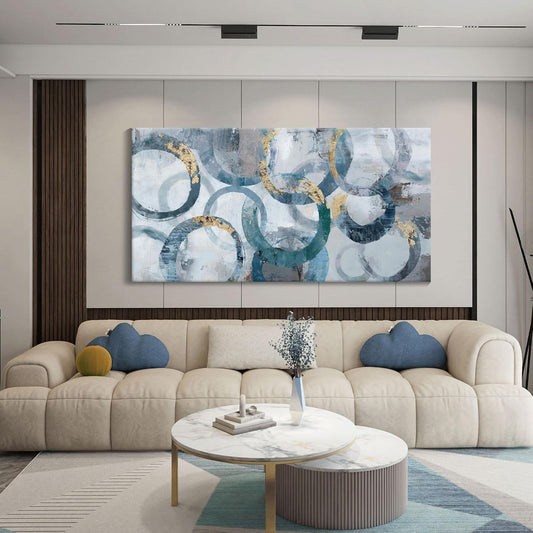 Mofutinpo Blue and Gold Wall Art - Large Modern Abstract Canvas Wall Art, Framed for Bedroom, Office or Living Room - 30x60IN