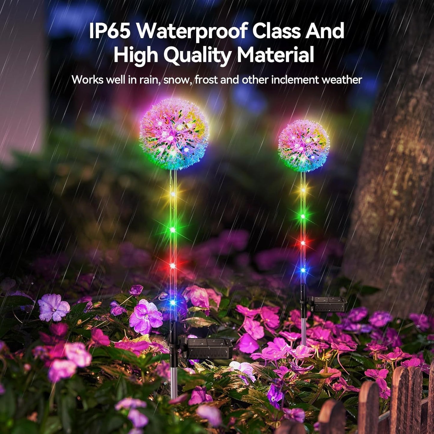 Solar Garden Lights Outdoor Decorations: 4 Pack Dandelion Flower Lights, 2 Modes Colorful 16 LED Landscape Light, Waterproof Artificial Flowers for Yard, Patio, Pathway Decor, Gifts for Women Mom