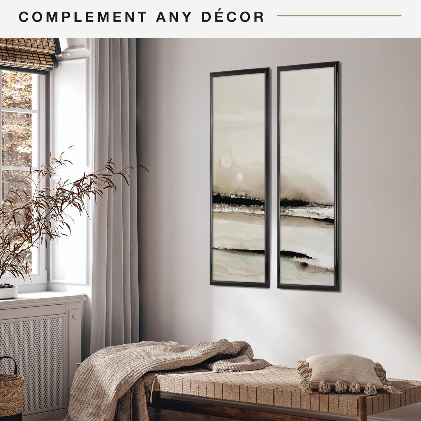 MCS Trendsetter 13.5x40 Poster Frame Black High-Gloss, Vertical & Horizontal Wall Hanging Large Picture Frame for Photos, Posters & Art Prints (1-Pack)