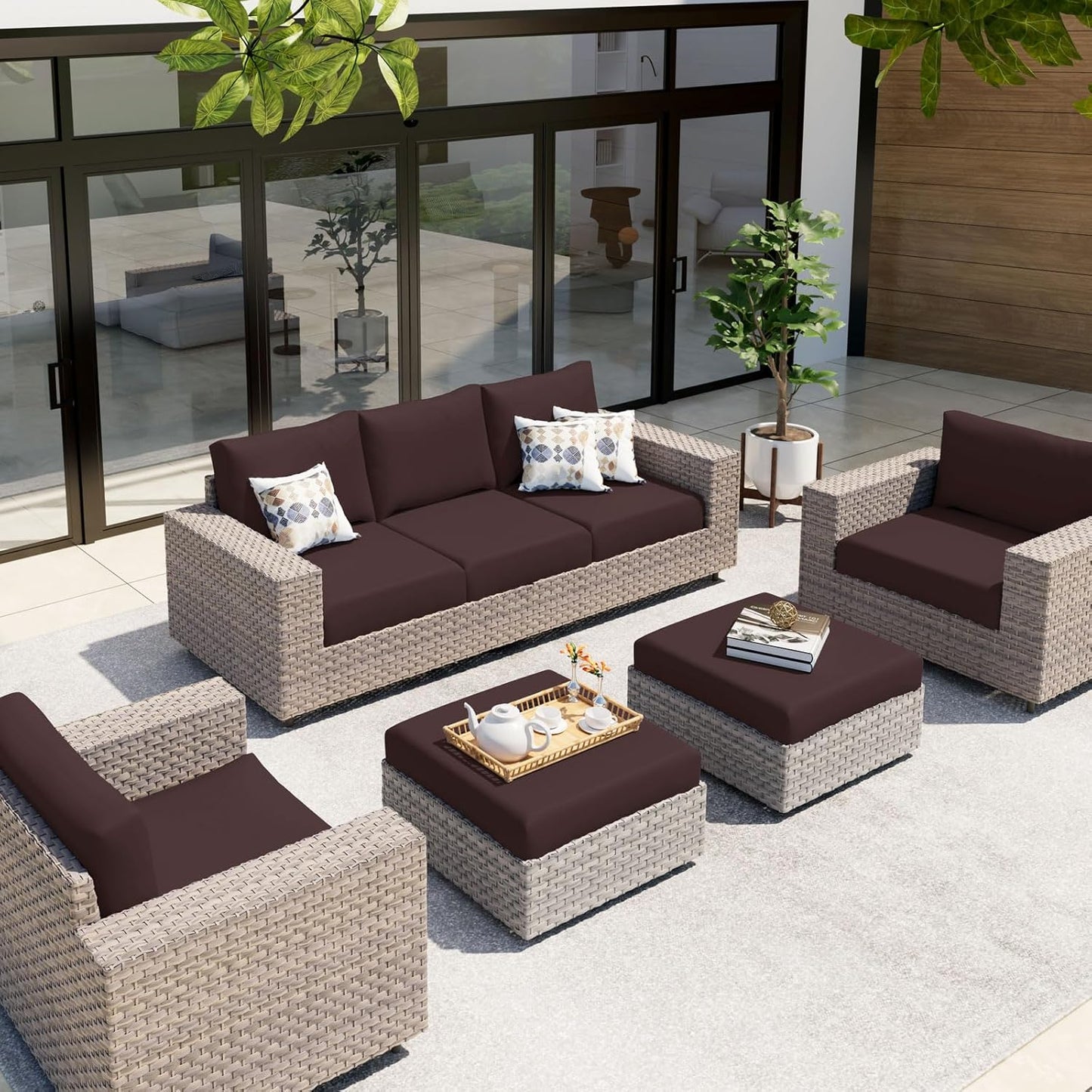 hyha Waterproof Couch Cushion Covers, Stretch Sofa Couch Seat Slipcover for Dog Washable, Non-Slip Waterproof Outdoor Cushion Covers for Patio Furniture Replacement (1 Piece for Large, Chocolate)