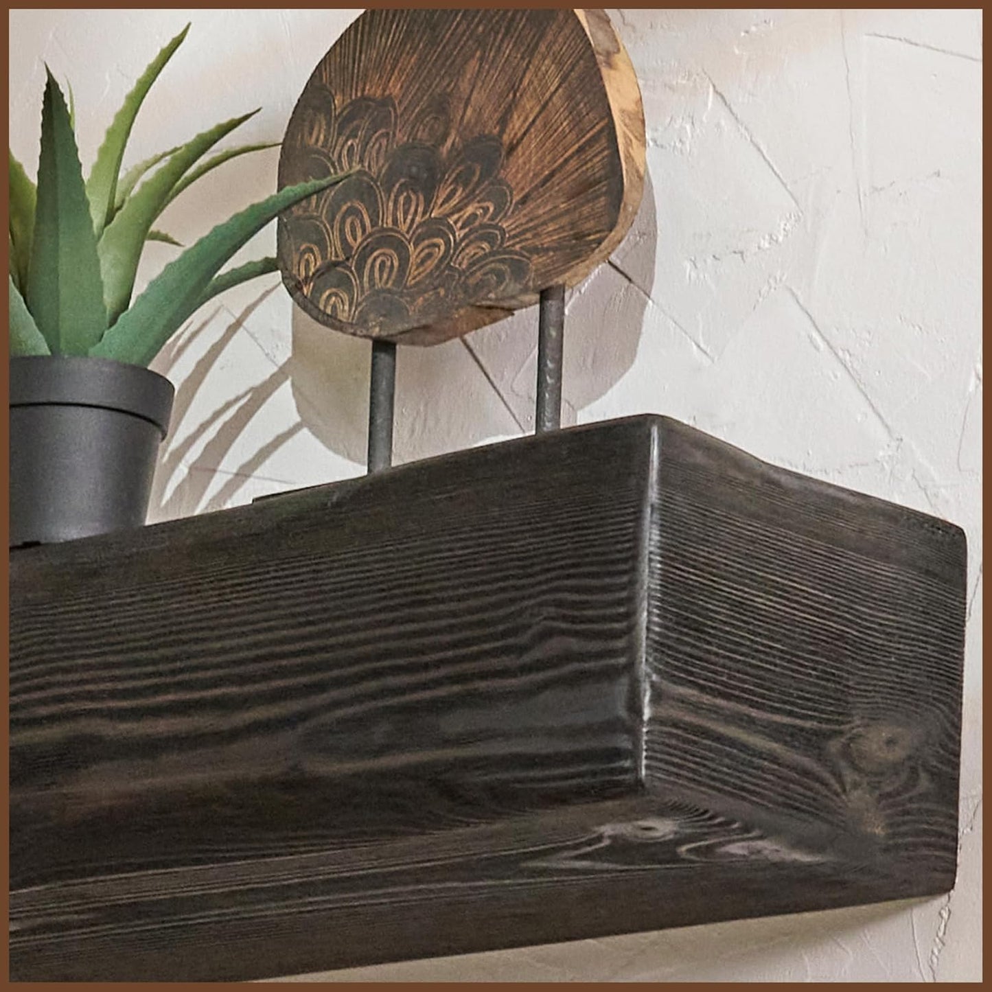 Handmade Fireplace Mantel Shelf, Extra Wide Rustic Wood Mantles for Over Fireplace, Wall Mounted Floating Mantel Shelves for Living Room Decor (Ebony, 72 inches)