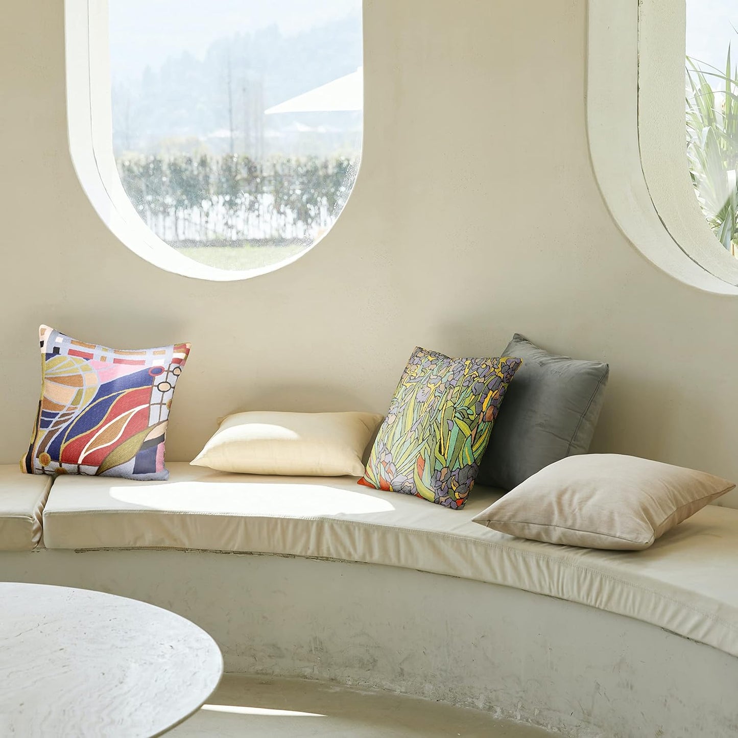 Hundertwasser Modern Pillow Cover Contemporary Pillowcase Accent Outdoor Pillows Abstract Couch Cushion Farmhouse Throw Pillows | Mid Century Chair Cushions | Handmade Wool Size 18x18