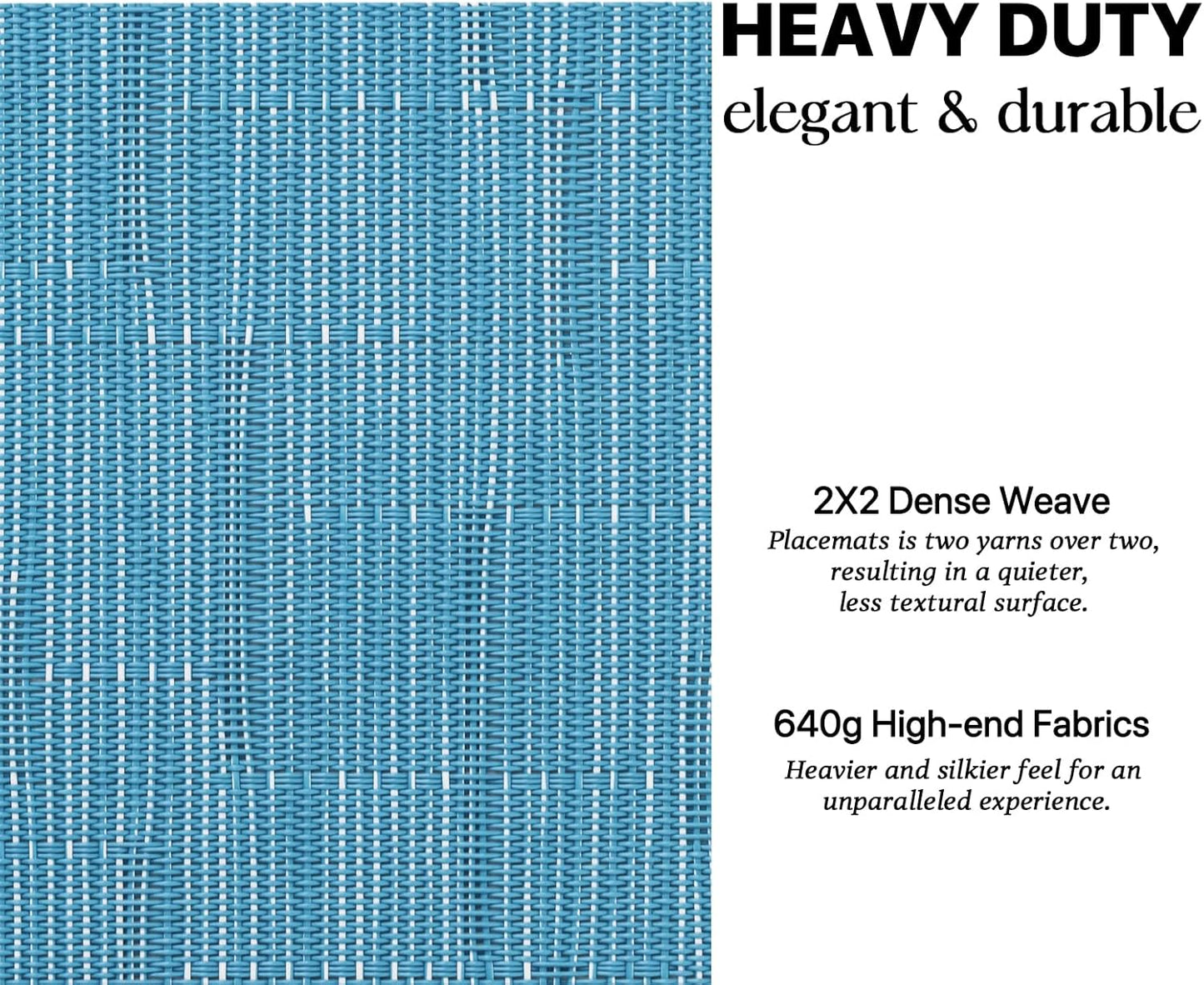 LEXMORE Placemats Set of 8 Vinyl/Plastic Woven Place Mats for Kitchen Table Indoor/Outdoor Washable Placemat Wipeable Dining Table Mats(Teal Blue)