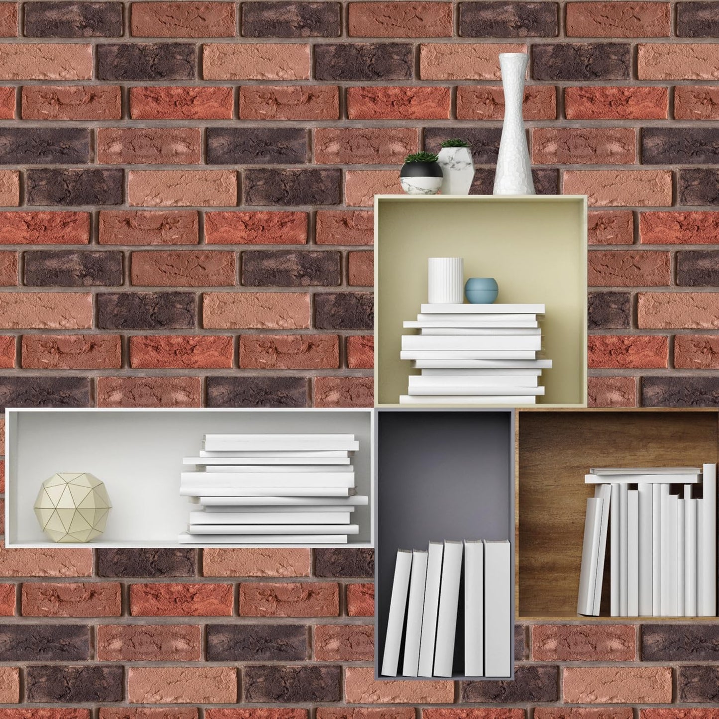 Faux Brick Wall Panels,3D Wall Panel Peel and Stick,Brick Wallpaper,Faux Brick Foam Self Adhesive Textured Medieval for Living Room Bedroom Cover 8.46.Sq.Ft. 10 PCS 11.8 x 11.8 Inch.