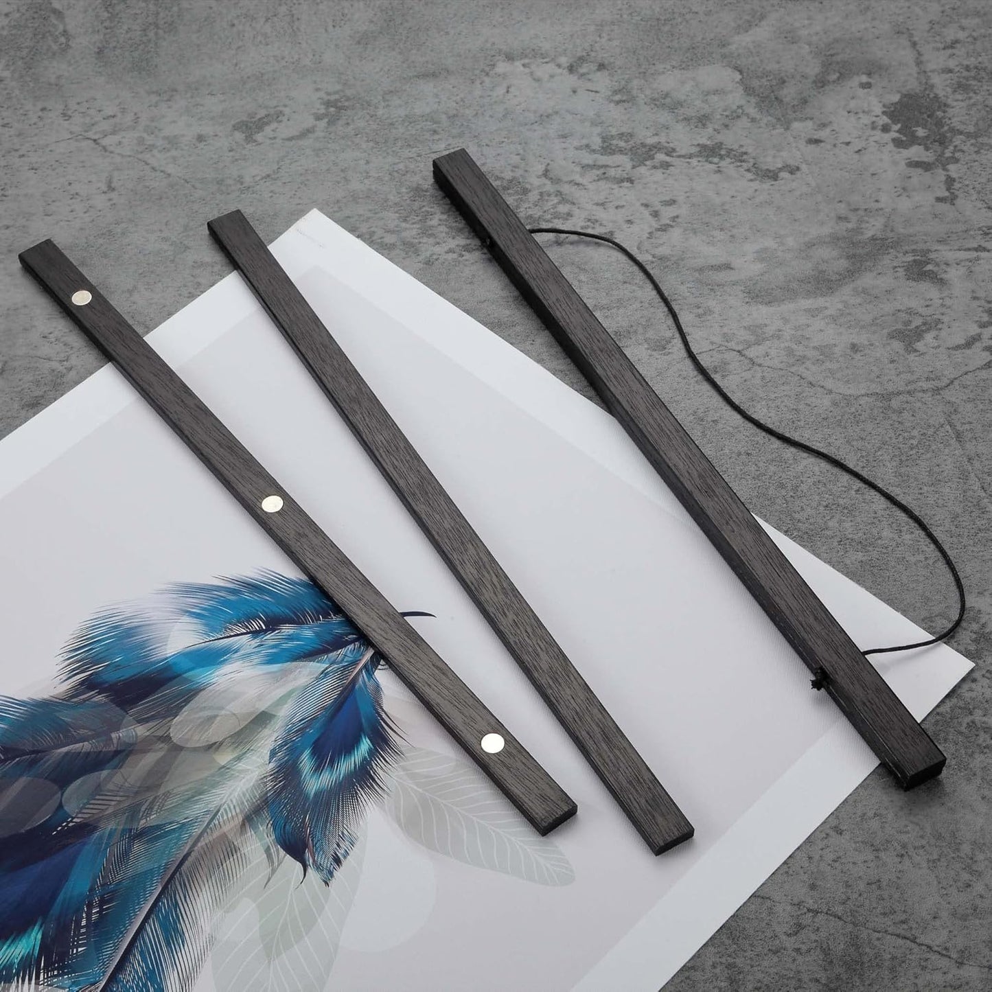 FALAMON Magnetic Poster Hanger Frame, 10x14 10x15 10x13 Teak Wood Magnet Poster Frame for Posters, Prints, Photos, Pictures, Maps, Scrolls, and Canvas Artwork(Black, 10")