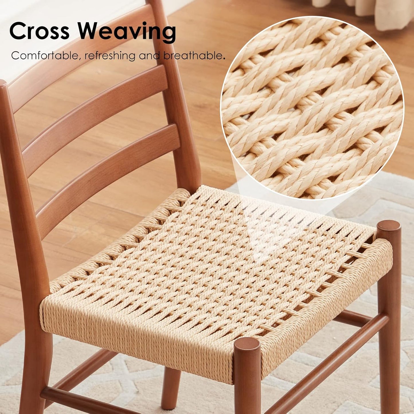 STARY Wood Rattan Dining Room Chairs with Comfortable Woven Seat,Fully-Assembled