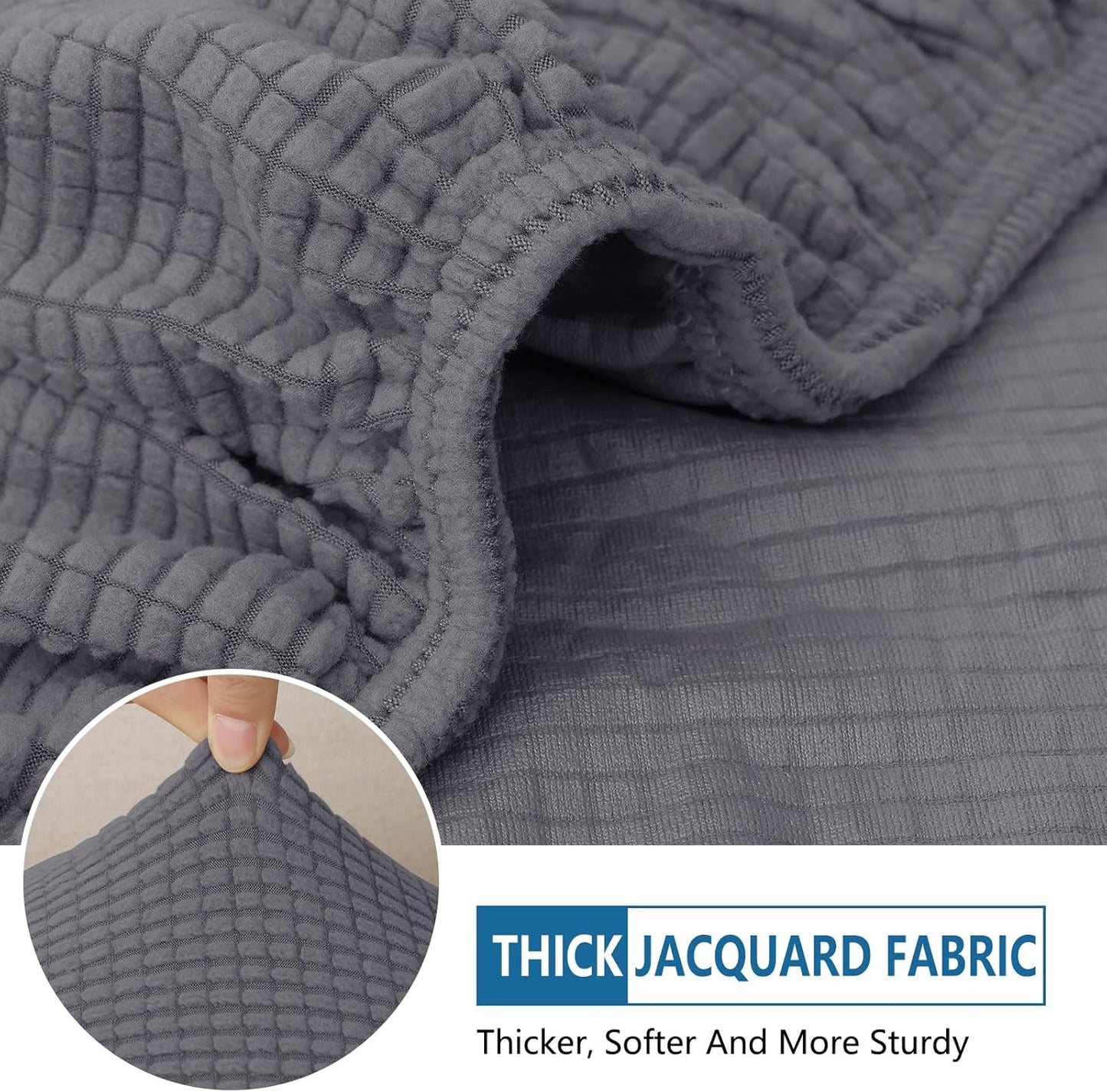 hyha Waterproof Couch Cushion Covers for Pets, Non Slip Sofa Seat Cover for Dogs Washable, Soft Thick Stretch Jacquard Fabric, Sofa Slipcovers with Elastic Bottom (1 Piece for Large, Middle Grey)