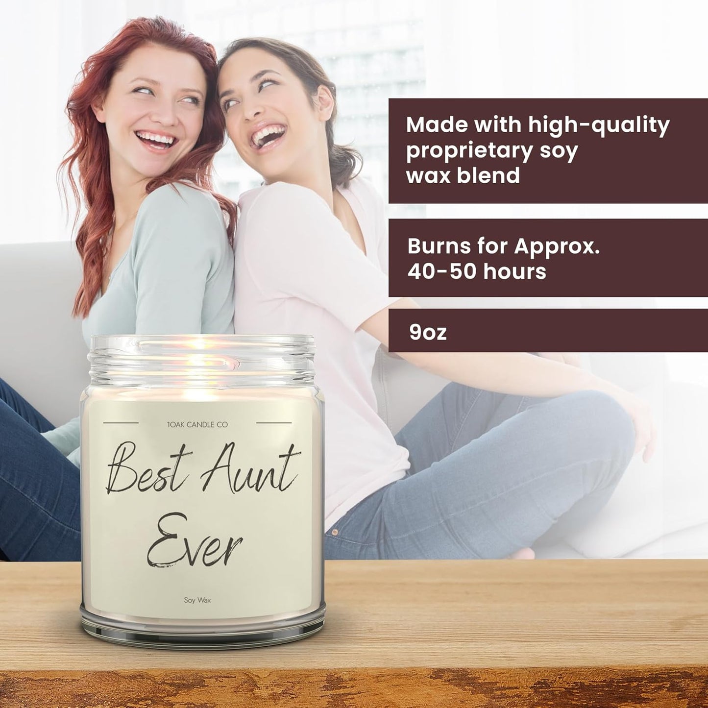 1OAK Vanilla Scented Candles - Aunt Candle - Best Aunt Gifts for Christmas from Niece, Nephew - Best Auntie Ever Gifts for Women