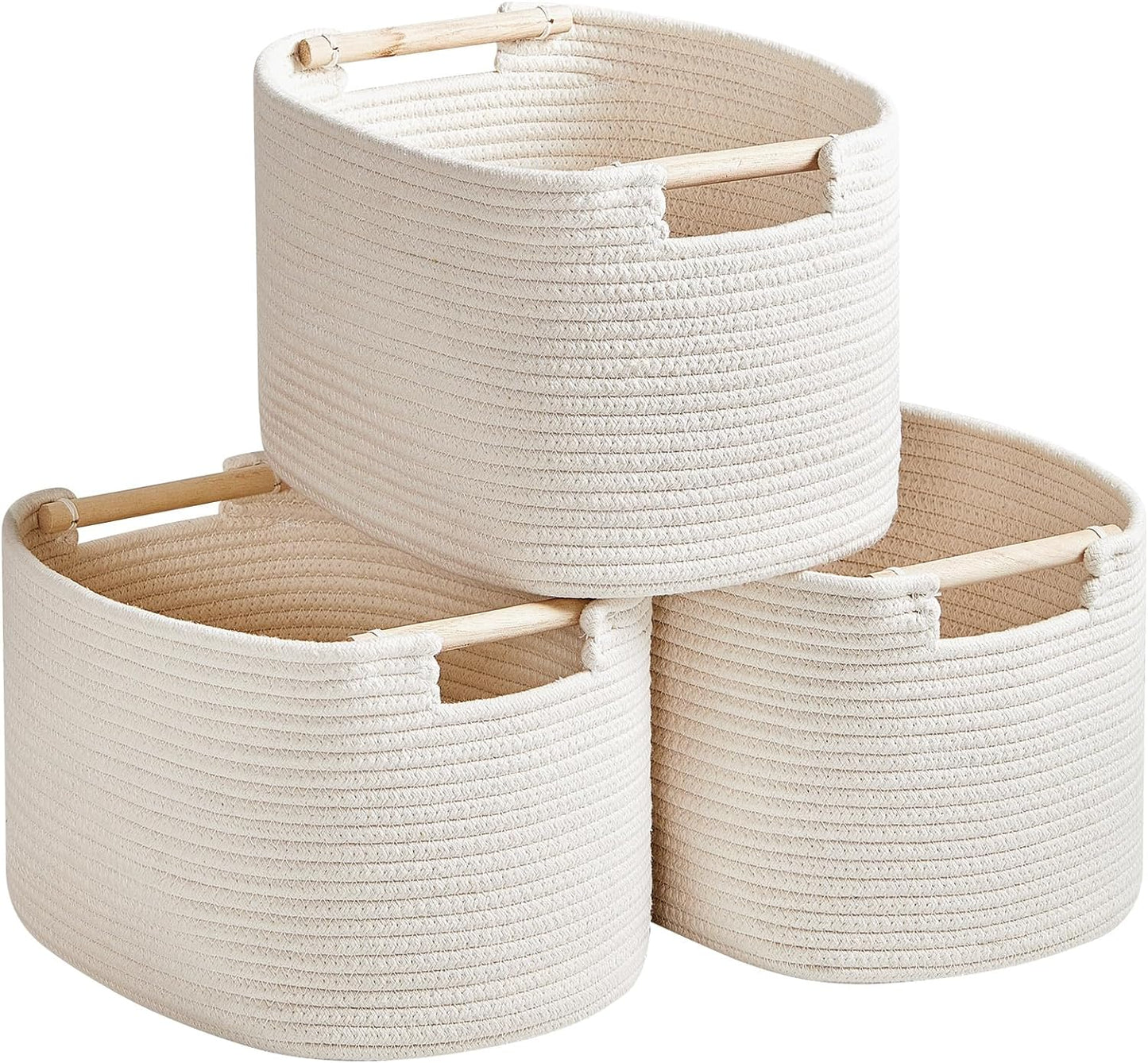 3 Pack Storage Basket for Cabinet and Toy Organization - 13"x9.8"x8.7" Baskets for Storage - Baby Toy Bin - Toy Storage Organizer - Ideal for Empty Gift Baskets to Fill-White