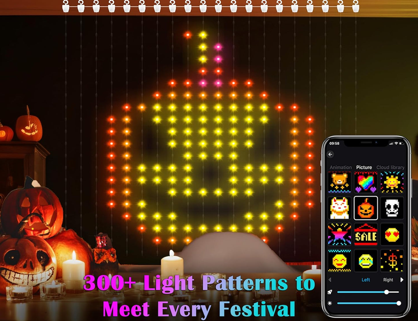 Smart Curtain Lights 400 LED, Color Changing Curtain Lights 6.6ft*6.6ft with APP&Remote,Dynamic DIY Fairy String Light for Bedroom Living Room Backdrop LED American Flag Light Decor