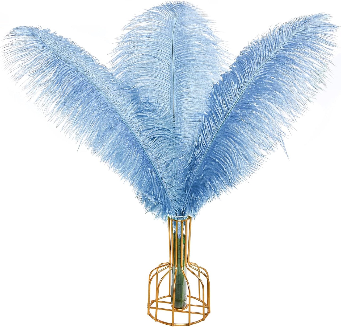 THARAHT Baby Blue Ostrich Feathers 12pcs Large Natural Bulk 14-16Inch 35cm-40cm for Wedding Party Centerpieces Easter Gatsbi and Home Decoration Feathers