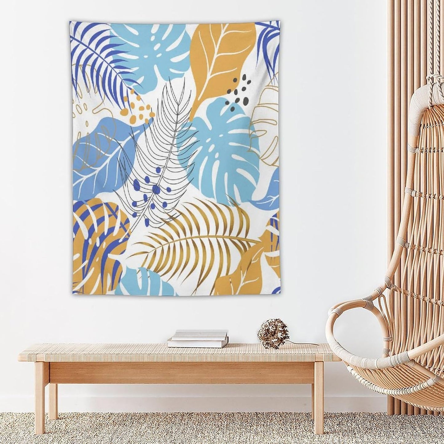 ICMOLYYENLO Tropical Palm Leaves Wall Tapestry, Wall Art for Room Decoration Beautiful Wall Hanging for Bedroom Living Room Dormitory Apartment 40x60 Inch