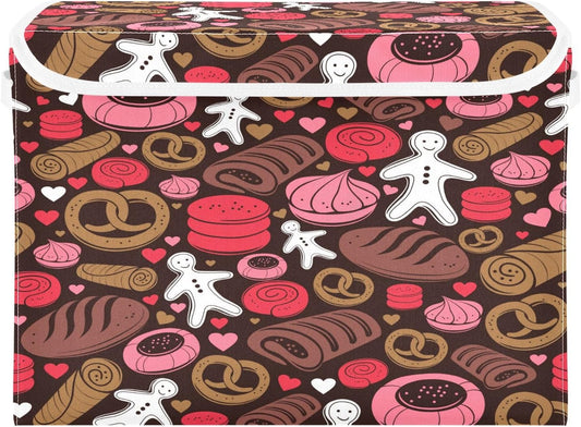 susiyo Holiday Candy Seamless fabric storage baskets with lids,Collapsible Storage Boxes,Foldable storage boxes with handles for Home,Office,Closet Organization