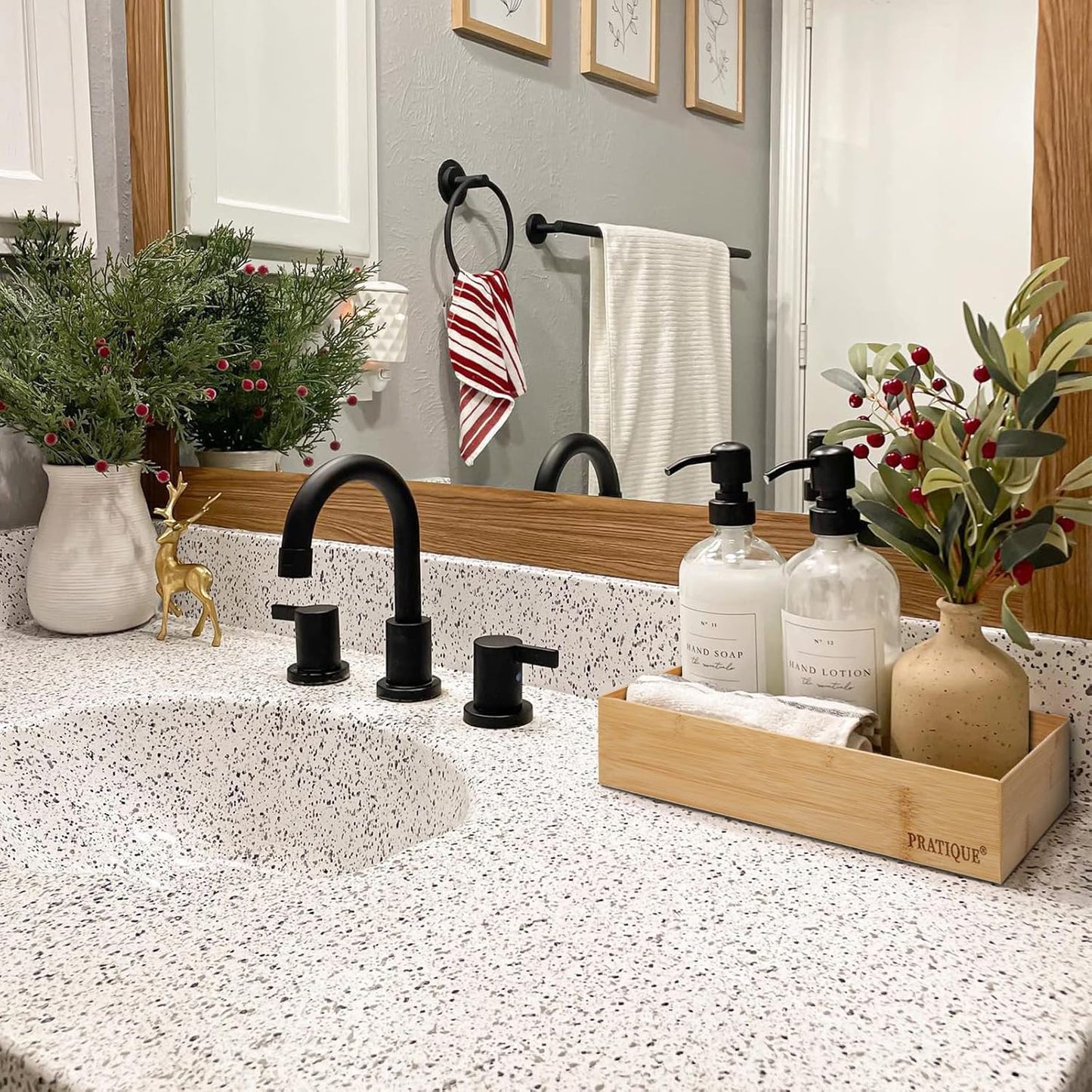 Bamboo Drawer Organizer - Kitchen Utensil Organizer Silverware Tray Cutlery Holder，Office Desk Supplies and Accessories (8.9x5.9x2.6 inch)