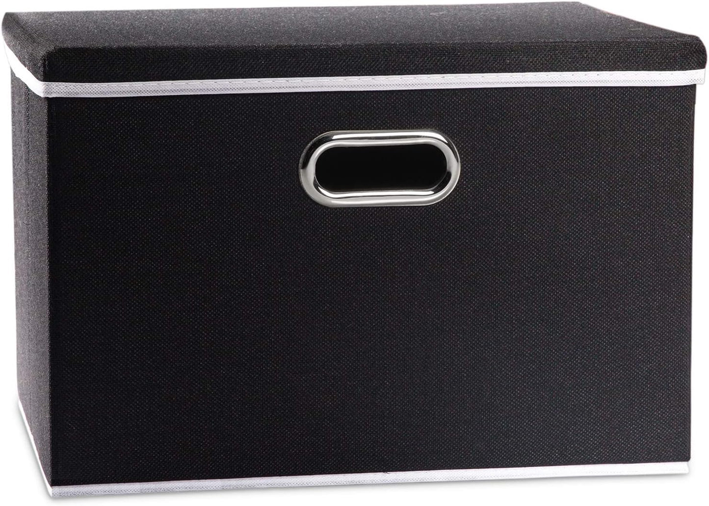 PRANDOM Large Foldable Storage Box with Lid [1-Pack] Fabric Collapsible Storage Bin Organizer Container Basket Cube with Cover for Home Bedroom Closet Office Nursery Black (17.7x11.8x11.8)