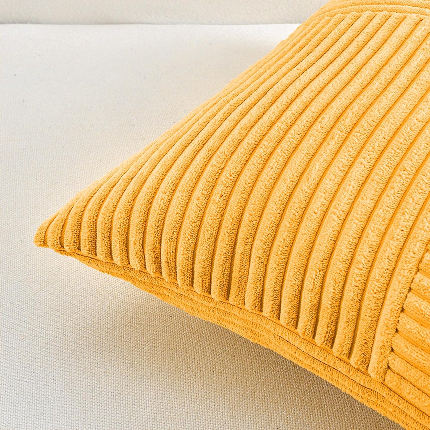 Fancy Homi 2 Packs Sunflower Yellow Spring Decorative Throw Pillow Covers 20x20 Inch for Living Room Couch Bed Sofa, Gold Yellow Home Decor, Soft Corss Corduroy Patchwork Textured Cushion Case 50x50cm