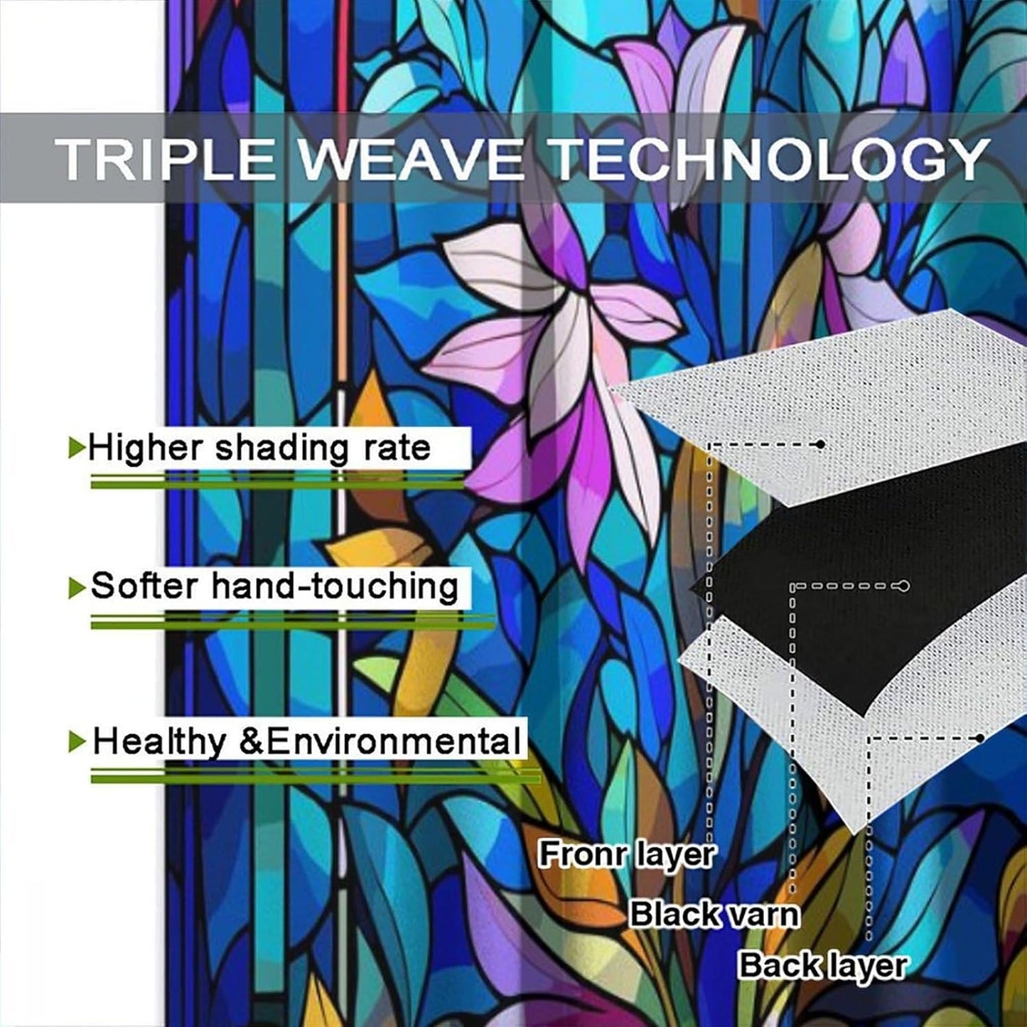 Stained Glass Curtains,Abstract Colorful Floral Geometric Art Home Decor Drapes for Bedroom Living Room Kitchen Window Treatment 2 Panels Set Total Size 72" W X 63" L Inch