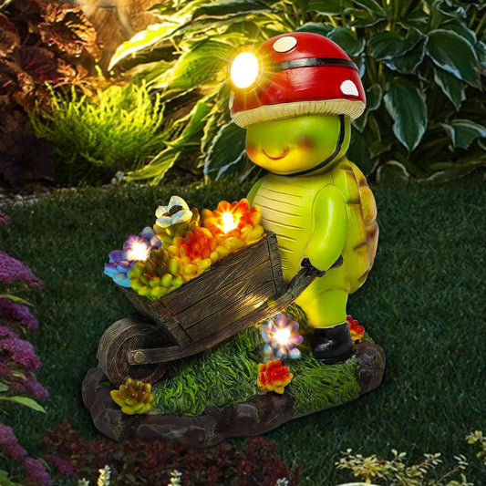 SunGlee Solar Light Turtle Outdoor Garden, Turtle Solar Light for Outdoors Yard Patio Decor 4 LED Sun Powered Outsides Turtles Decor Light Up Garden Statue Gardening Gift for Women Mother Decoration
