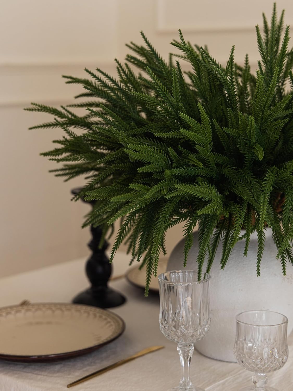 MISSPIN 30 Pcs 21.5 Inches Christmas Norfolk Pine Branches, Norfolk Pine Artificial Christmas Branches DIY Crafts Faux Pine Branches for Xmas Indoor Outdoor Home Decor