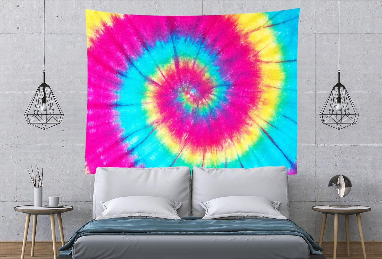 BELECO Tie Dye Tapestry Fabric Wall Hanging 70x47 Inch Groovy Sign Rainbow Tapestry Backdrop Colorful Spiral Tie Dye Party Decorations Tie Dye Art Tapestries for Bedroom Living Room Dorm Decor