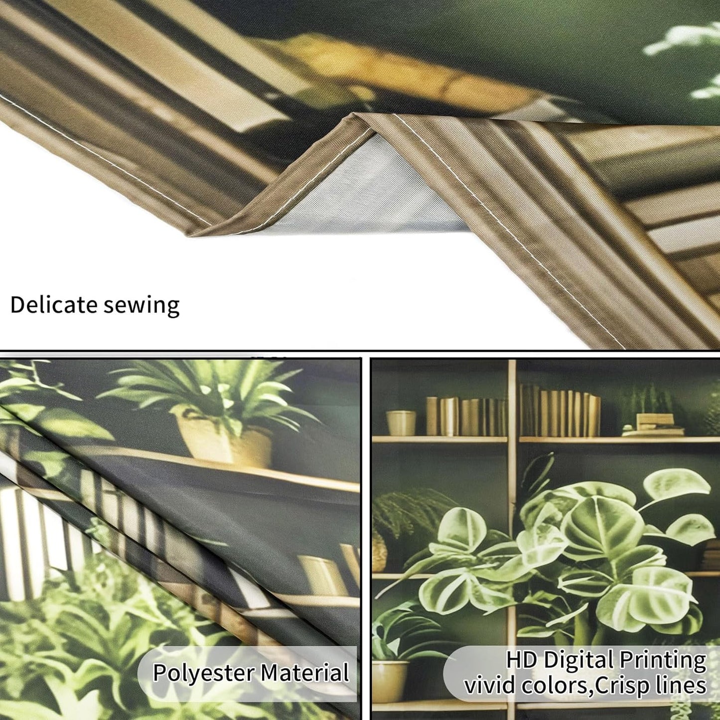 HVEST Green Plant Bookshelf Tapestry Book on Bookshelf and Plant Potted Tapestry Wall Hanging Reading Wall Tapestries for Study Room Bedroom Living Room College Dorm Decor, 51L x 59W Inches