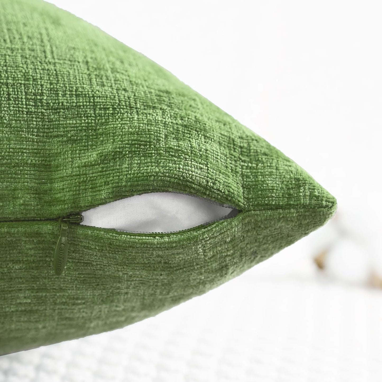 CaliTime Throw Pillow Covers Decorative 20 X 20 Inches Pack of 2 Cozy Chenille Cushion Cases for Couch Sofa Bed Living Room Home Forest Green