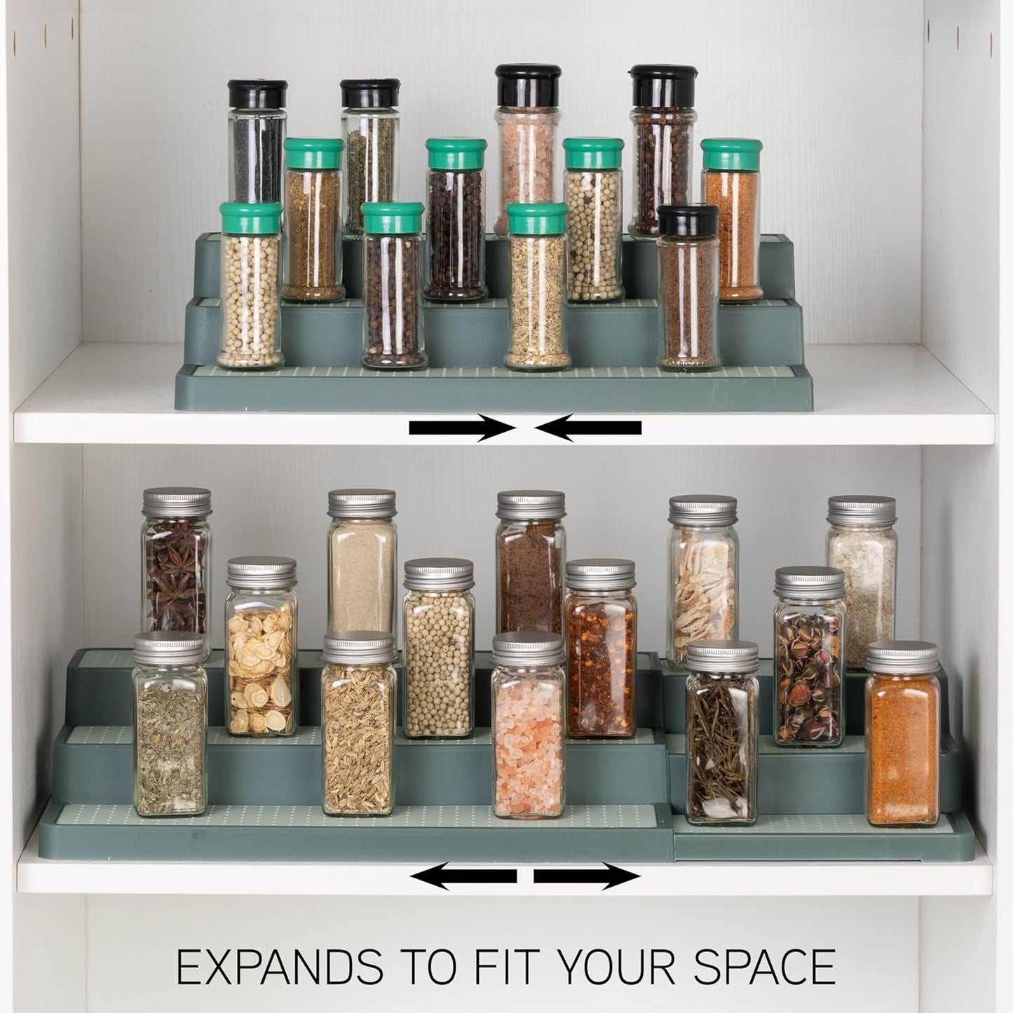 SIMPLEMADE 3-Tier Spice Rack Organizer - Versatile Storage Shelf for Kitchen, Bathroom, Bedroom & Office, Set of 1, Expandable Sage