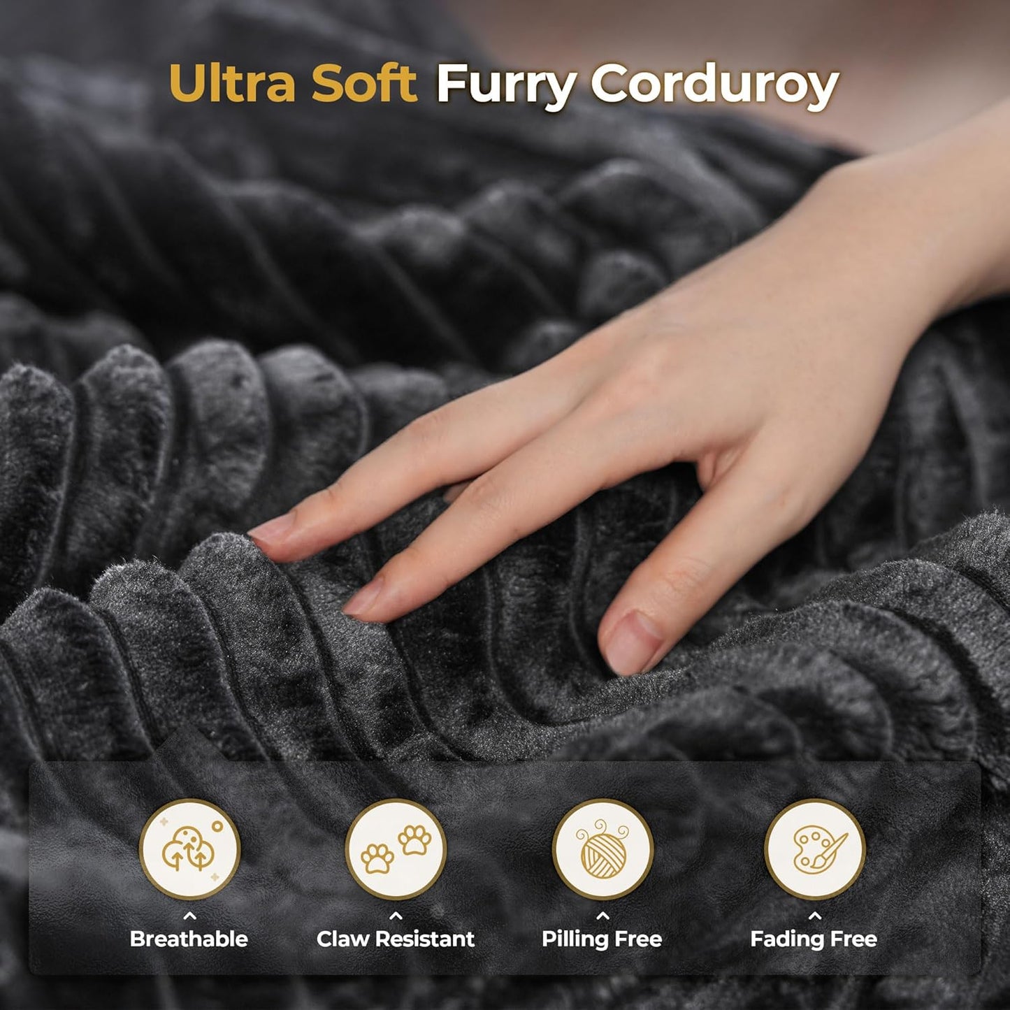 HOOOWOOO Modular Sectional Sofa,7 Pieces Sectional Couches for Living Room,131X98 U Shaped Cloud Couch Set(Black Velvet Corduroy)