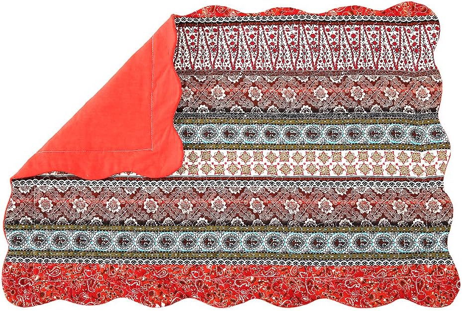 NEWLAKE Quilted Cotton Bed Pillowcases,Striped Classical Style, 2 Pieces, 20x36 Inch