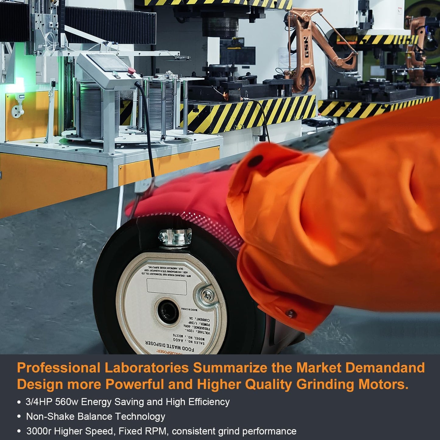 A600 Garbage Disposal 3/4 HP for Kitchen Sink, Food Waste Disposer Fast Continuous Feed Stainless Steel Grind, Quiet, Ease Install, With Power Cord, Powerful Drainage Compact Design 0.75 Horsepower