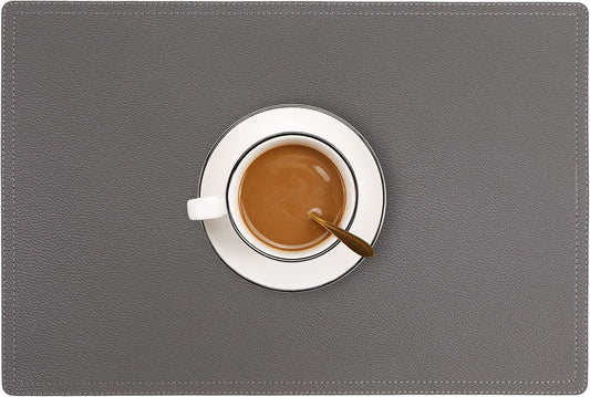Set of 8 Faux Leather Placemats, PU Mats - Waterproof, Stain & Heat Resistant, Non-Slip, Easy to Clean for Kitchen, Dining, Conference Tables