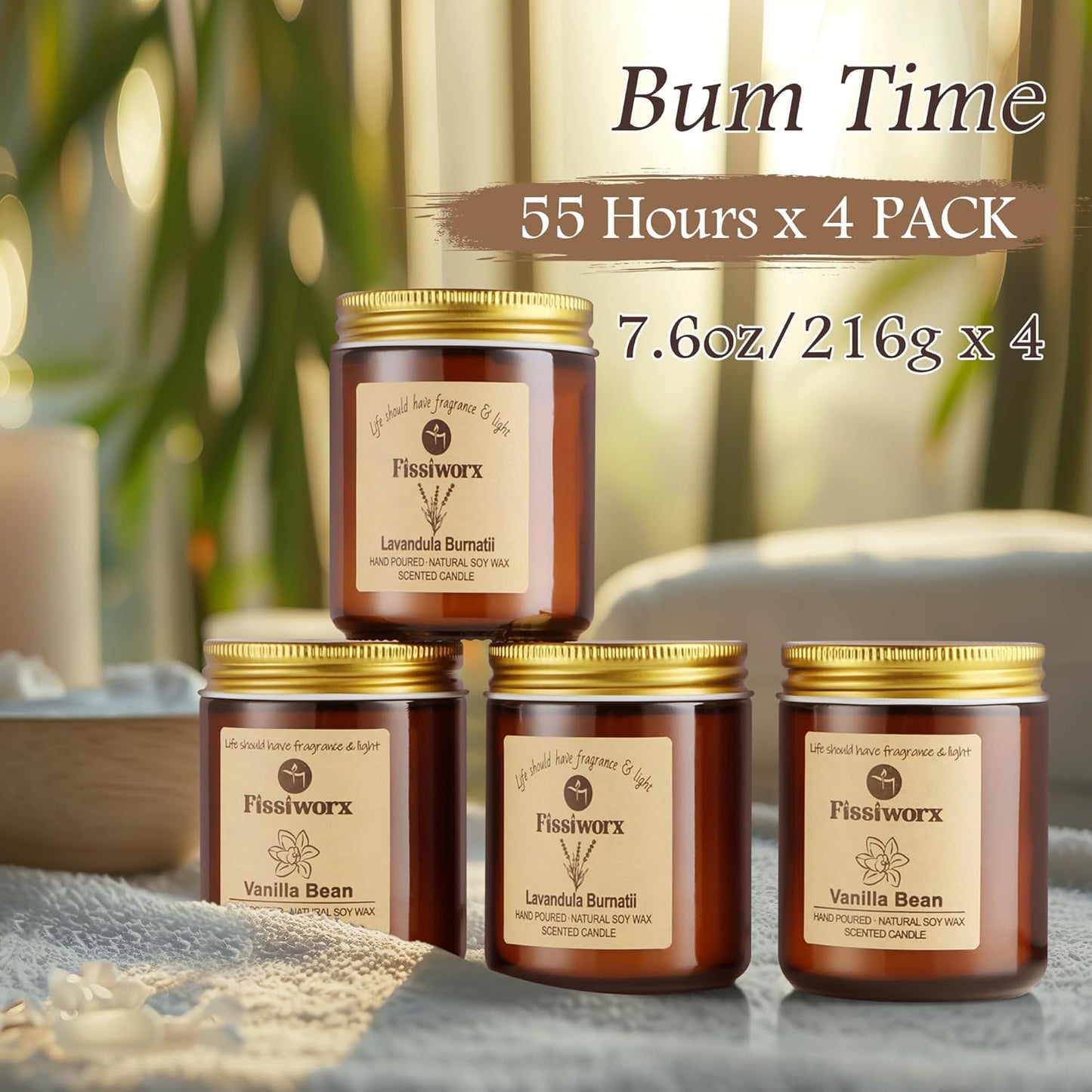 Scented Candle Set 4 Pack, Candle for Home Scented, Odor Eliminating, Stress Relief, 30oz, 220 Hours Long Lasting Soy Wax Gift Set for Women