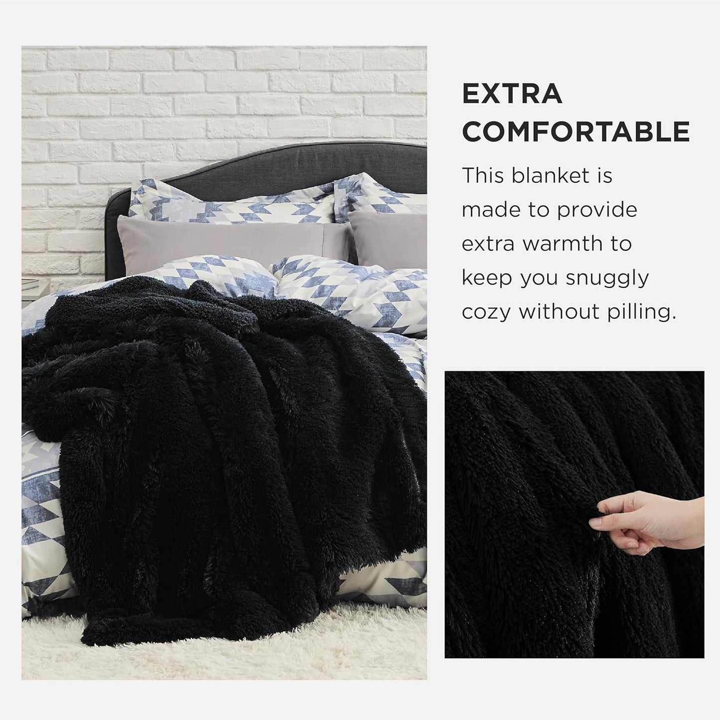 Bedsure GentleSoft Fluffy Black Throw Blanket Gifts for Men, Black Decor Soft Cozy Fuzzy Plush Minky Thick Warm Sherpa Fleece Faux Fur Throws for Couch Bed, Furry Blanket Gifts for Mom Dad, 50x60