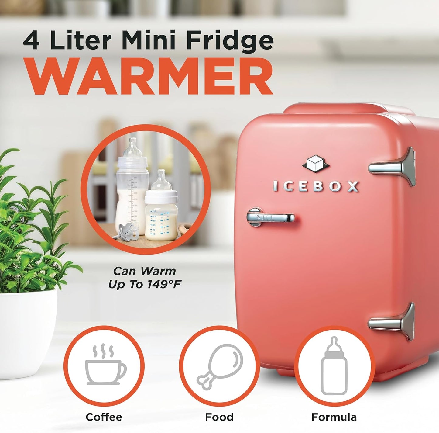 IBMF4BLS Fridge for Bedroom, Skincare, Portable Cooler & Warmer for Makeup, for Office & Home Refrigerator, Mini (4 L / 6-Can), Blush Red