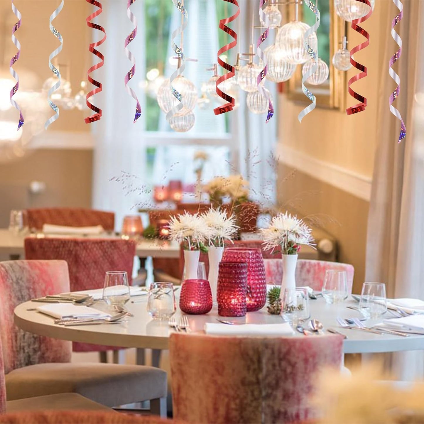 BEISHIDA Red Pink Silver Curling Ribbons Balloon String Ribbons - 3 Pack 100 Yards for Gift Warppping Valentine Day Birthday Christmas Party Decorations