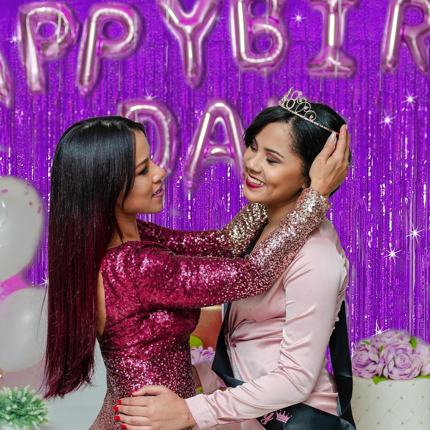 3 Pack Purple Backdrop Tinsel Streamers Foil Fringe Backdrop Halloween Party Decorations Purple Backdrop Curtain Birthday Graduation Bachelorette Christmas New Year Party Decorations