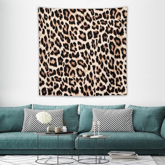 HZOHNAGO Leopard Print Tapestry Rustic Brown Leopard Wild Animal Printed Wall Tapestry Painting Wall Hanging for Bedroom Living Room Dorm 60" W x 60" H